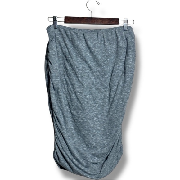 Old Navy Heather Gray Ruched Midi Bodycon Stretch Elastic High Waist Comfy Skirt - Picture 10 of 15